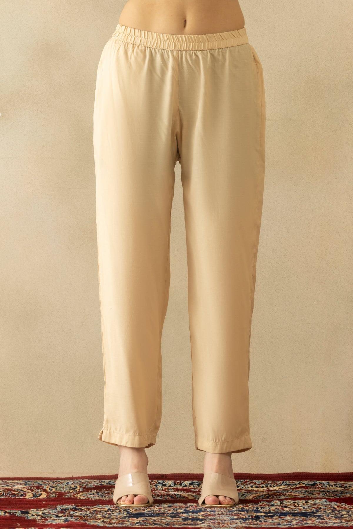 Beige Embellished Kurta 3 Pcs Set