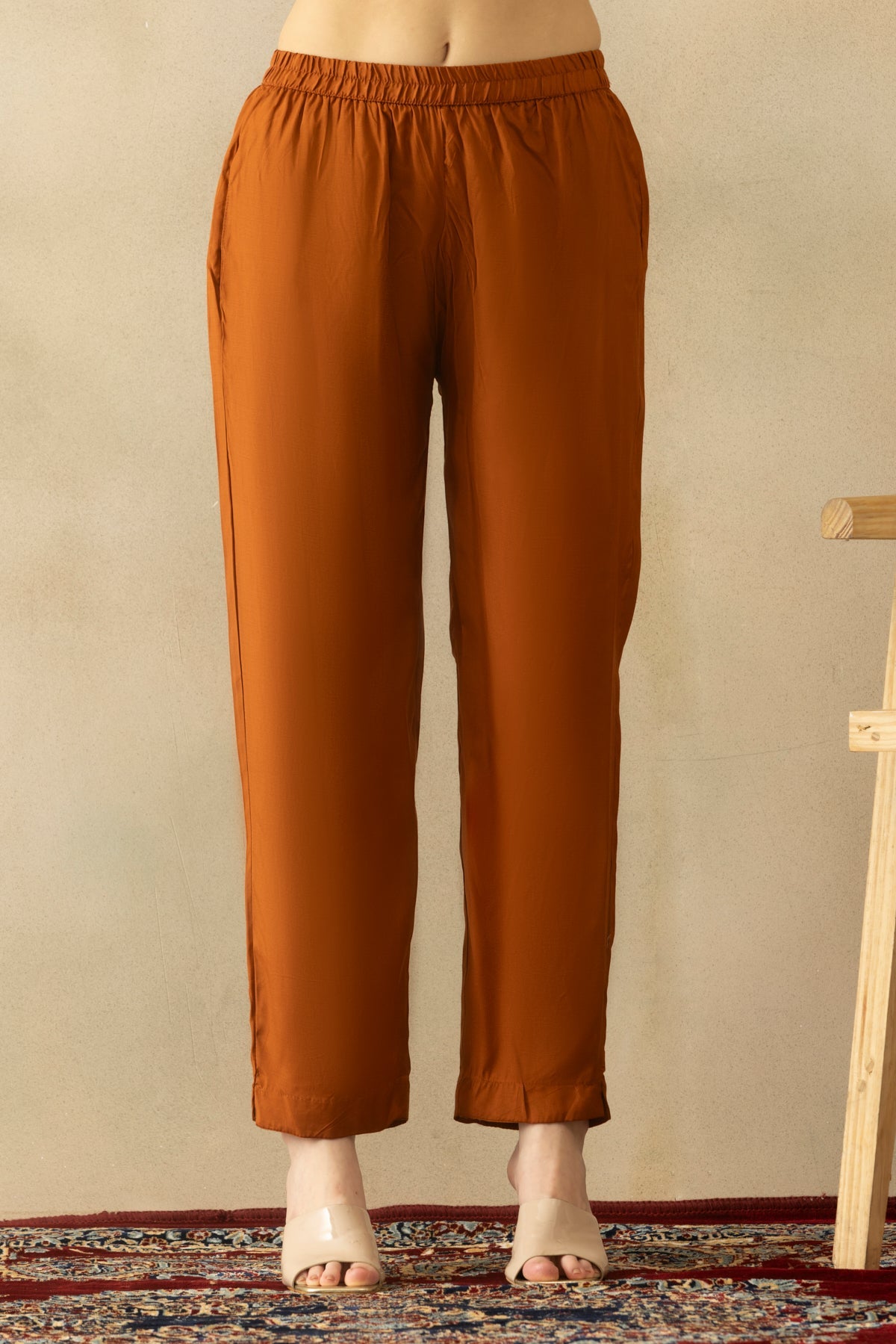 Rust Printed Kurta 3 Pcs Set