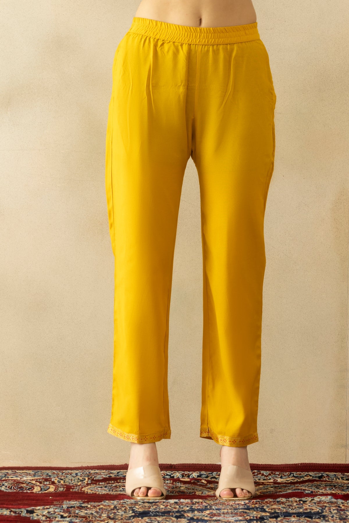 Yellow Embroidered Kurta 3 Pcs Set