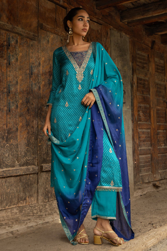 Firozi Embellished Kurta 3 Pcs Set