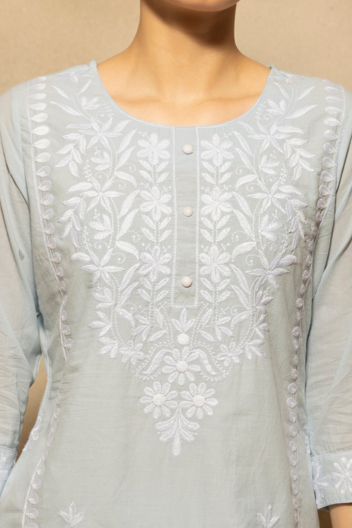Blue Embroidered Kurta 3 Pcs Set