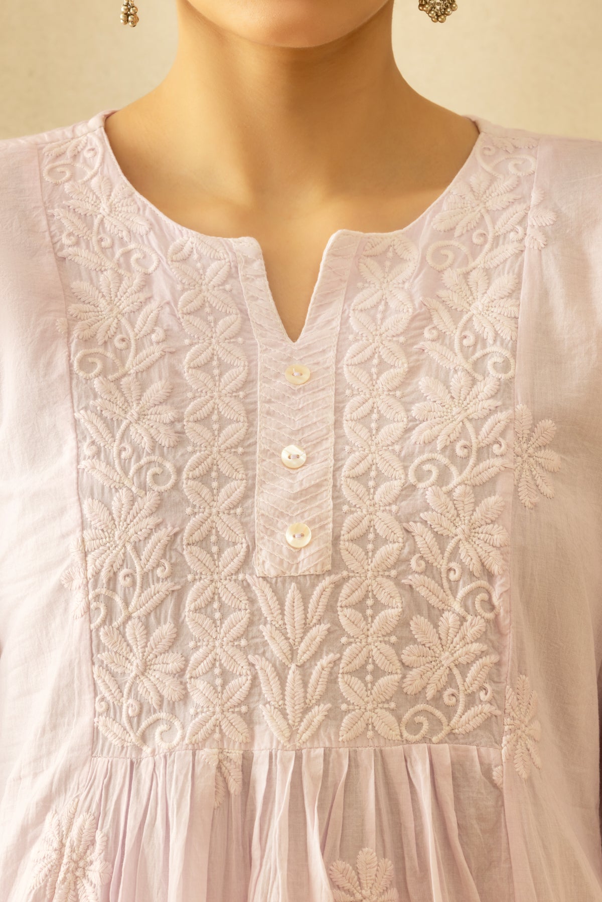 Mauve A-line Embroidered Kurta 3 Pcs Set