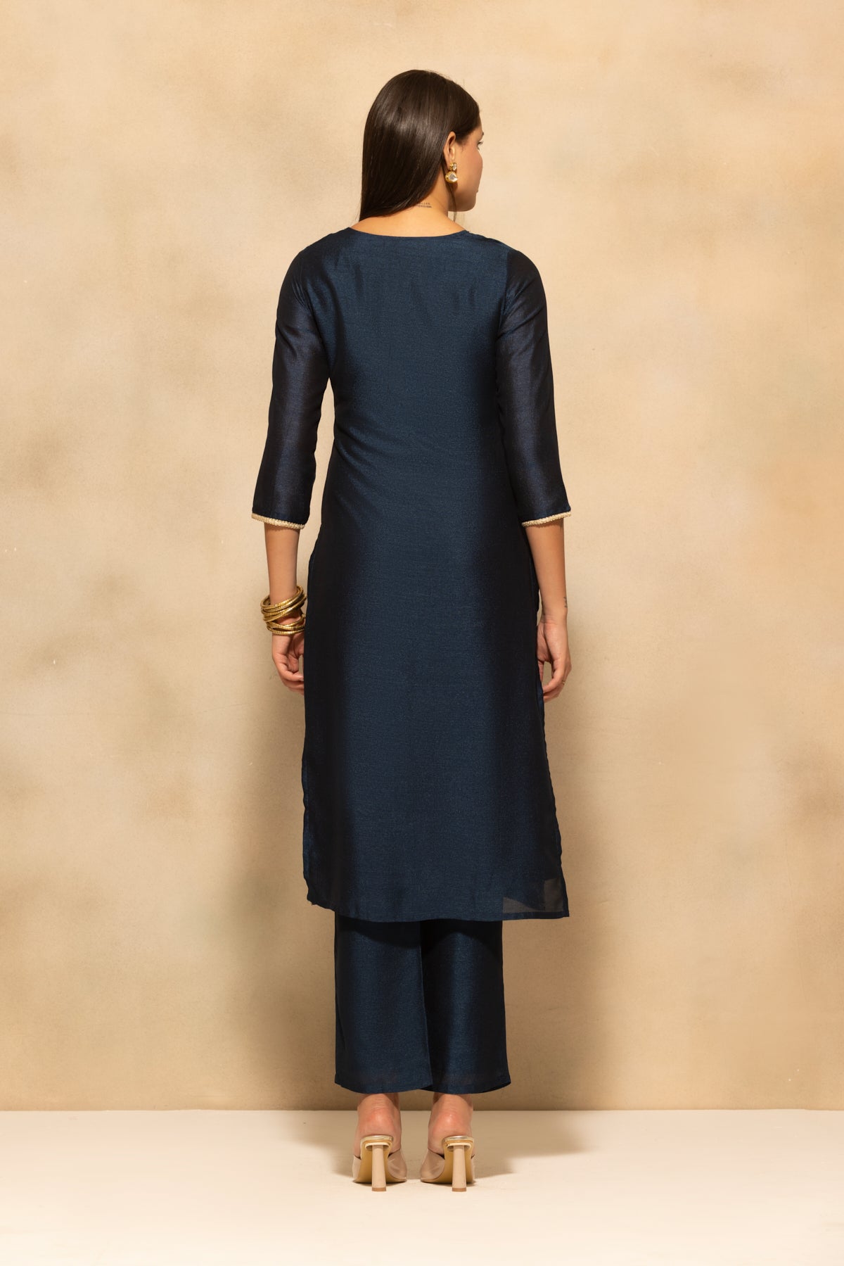 Navyblue Embroidered Kurta 3 Pcs Set
