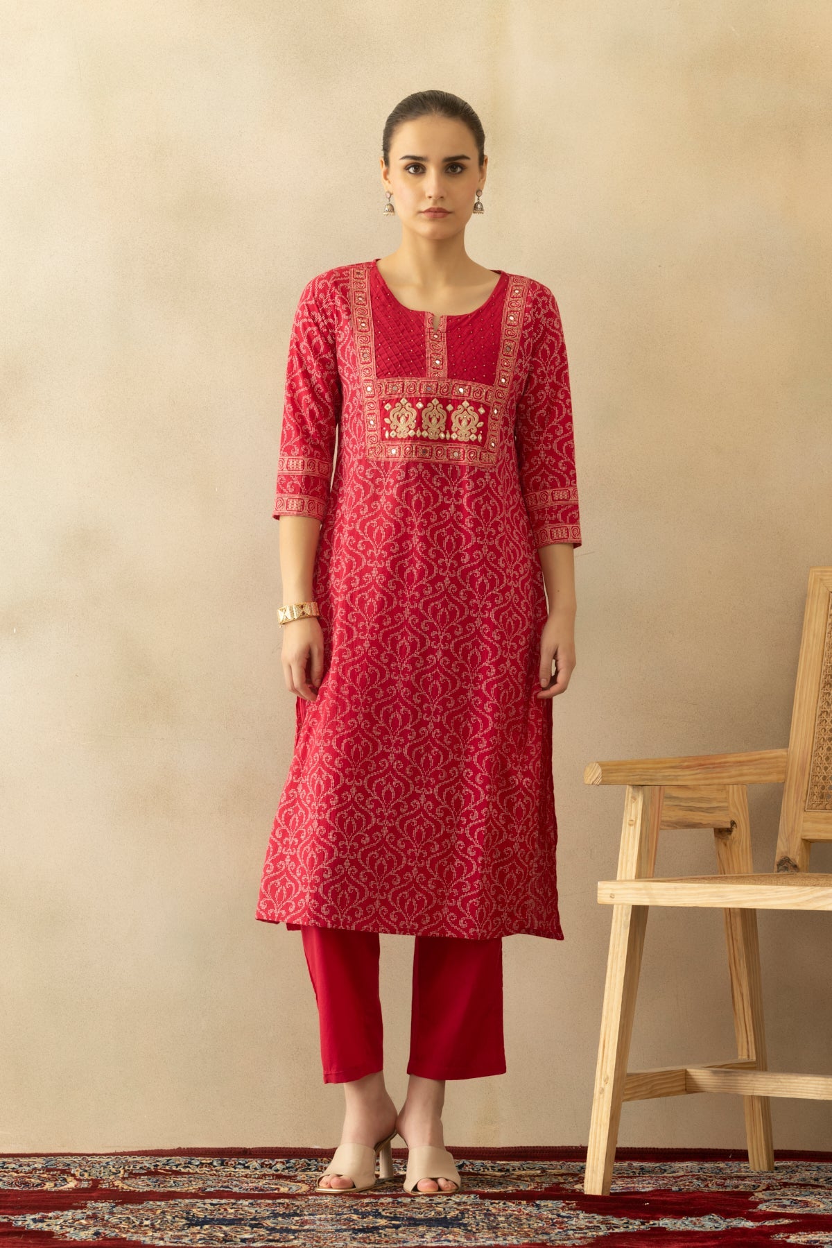 Pink Printed Kurta 3 Pcs Set
