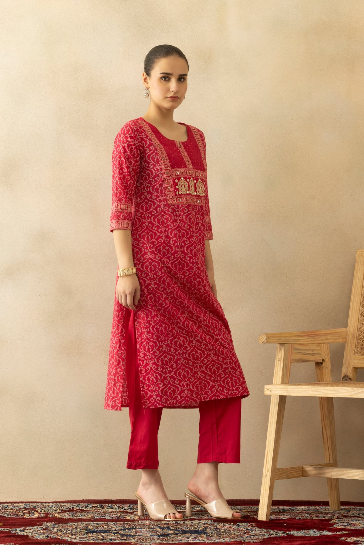 Pink Printed Kurta 3 Pcs Set