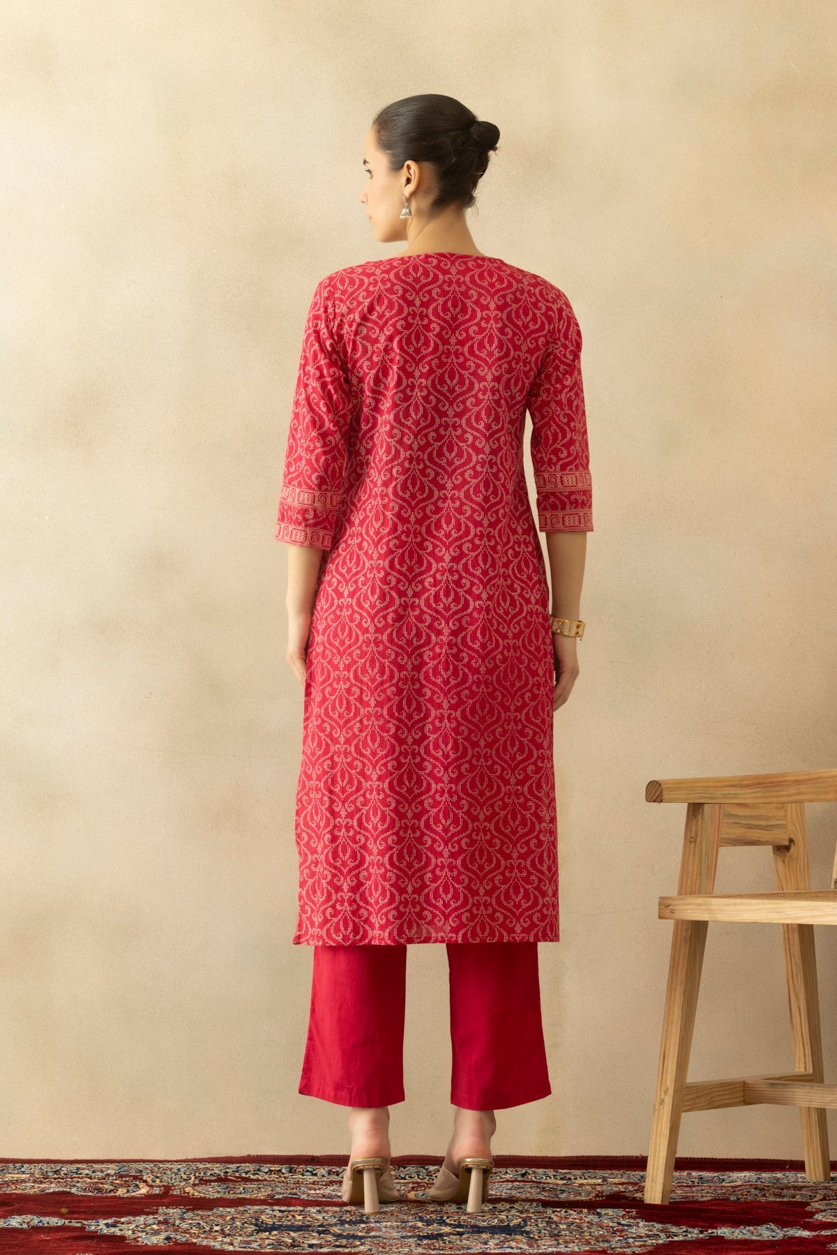 Pink Printed Kurta 3 Pcs Set