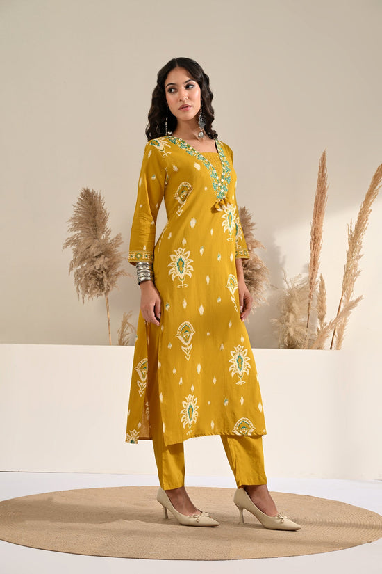 Mustard Printed Kurta 2 Pcs Set