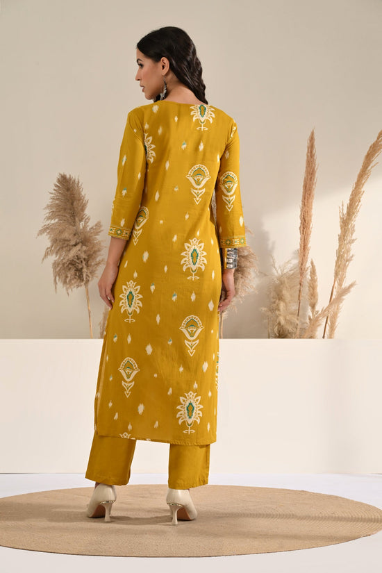 Mustard Printed Kurta 2 Pcs Set