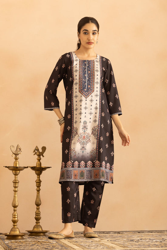 Black Floral Printed Kurta 3 Pcs Set