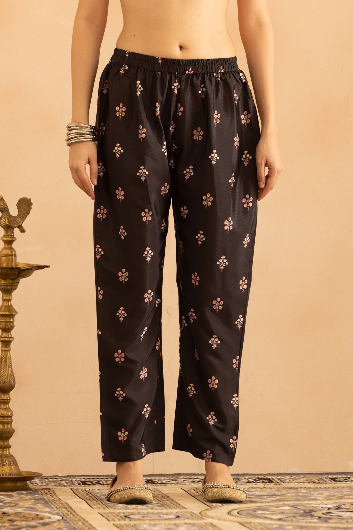 Black Floral Printed Kurta 3 Pcs Set