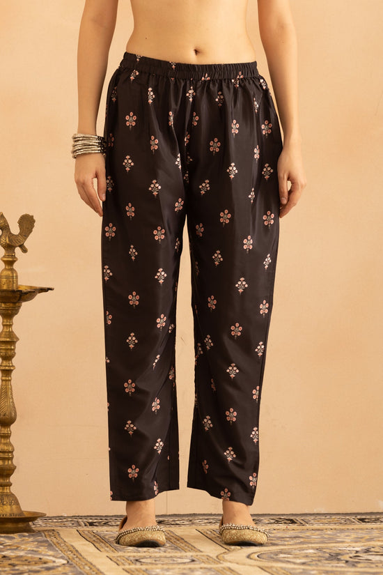 Black Floral Printed Kurta 3 Pcs Set