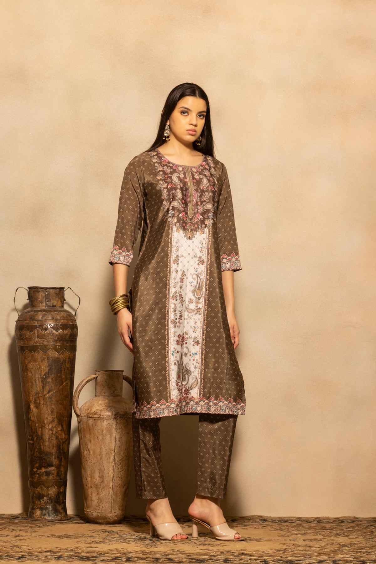 Green Floral Printed Kurta 3 Pcs Set