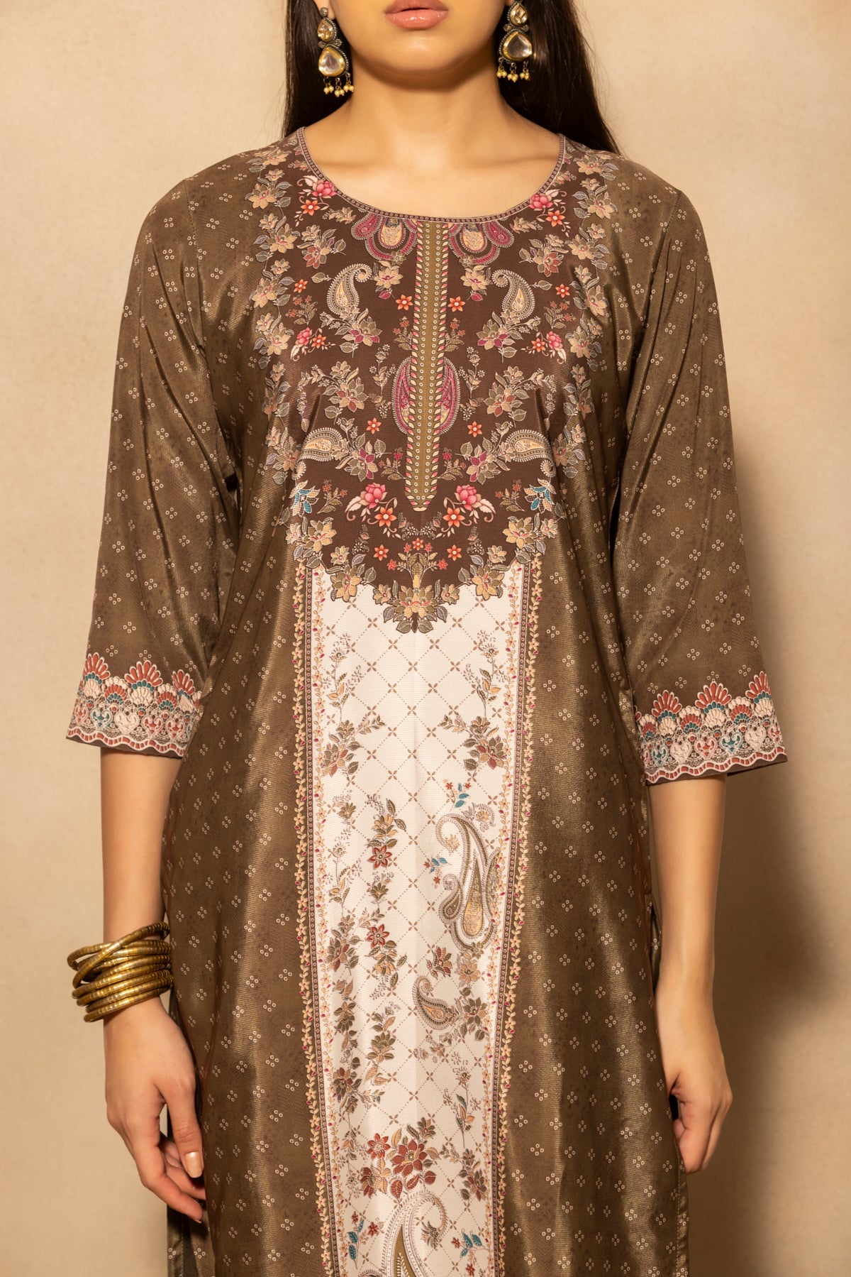 Green Floral Printed Kurta 3 Pcs Set