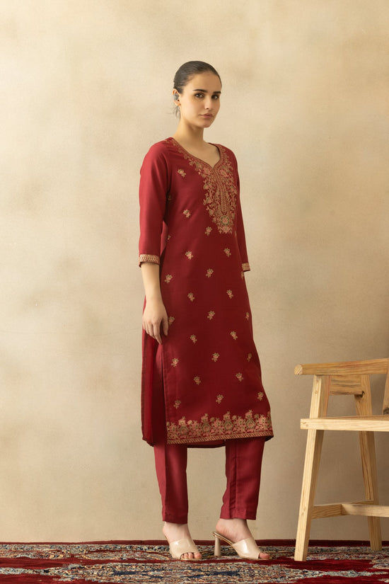 Dark Pink Printed Kurta 3 Pcs Set