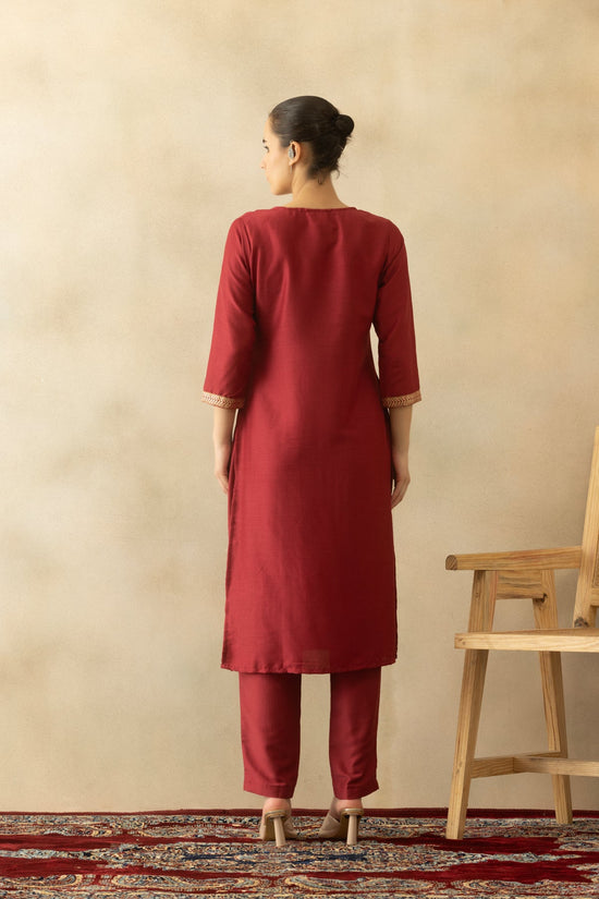 Dark Pink Printed Kurta 3 Pcs Set