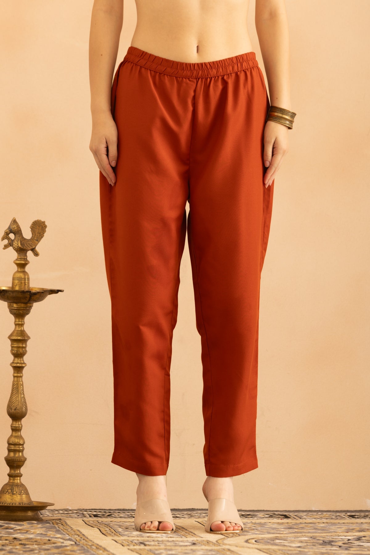 Rust Printed Kurta 3 Pcs Set