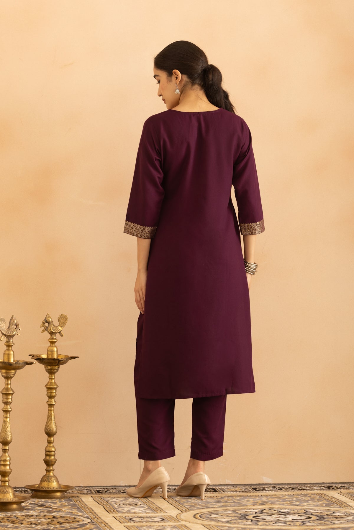 Purple Printed Kurta 3 Pcs Set