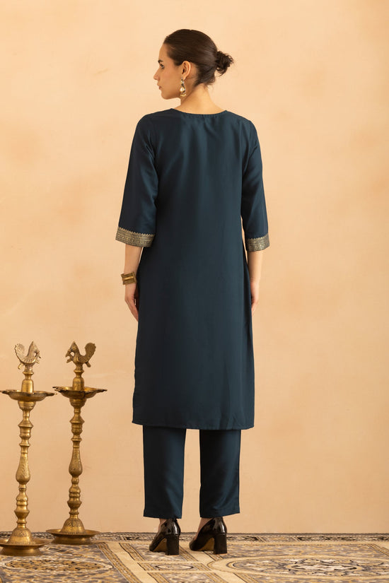 Teal Printed Kurta 3 Pcs Set