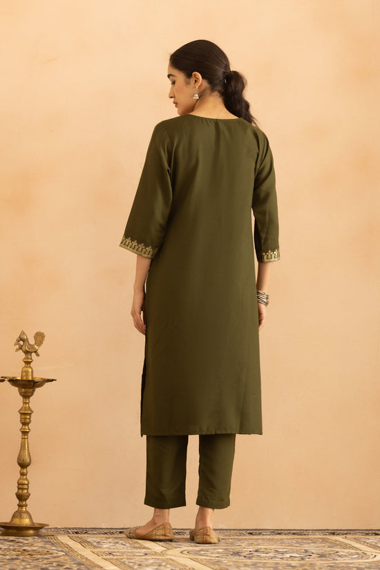 Green Printed Kurta 3 Pcs Set