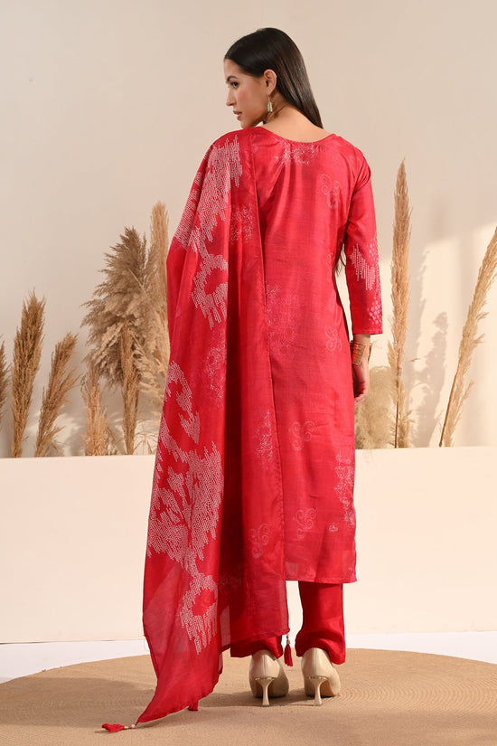 Pink abstract Printed Kurta 3 Pcs Set