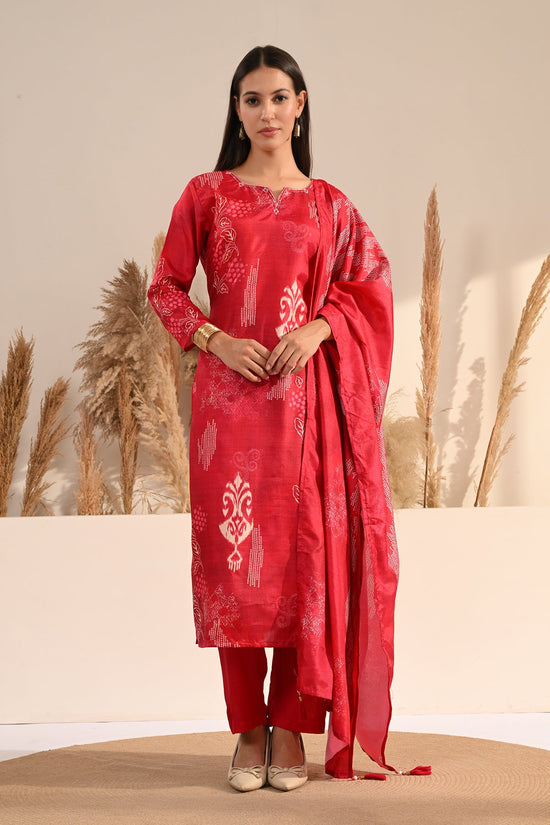 Pink abstract Printed Kurta 3 Pcs Set