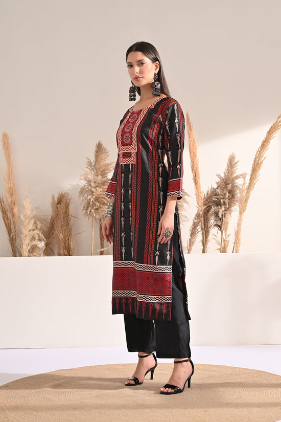 Black Printed Kurta 3 Pcs Set