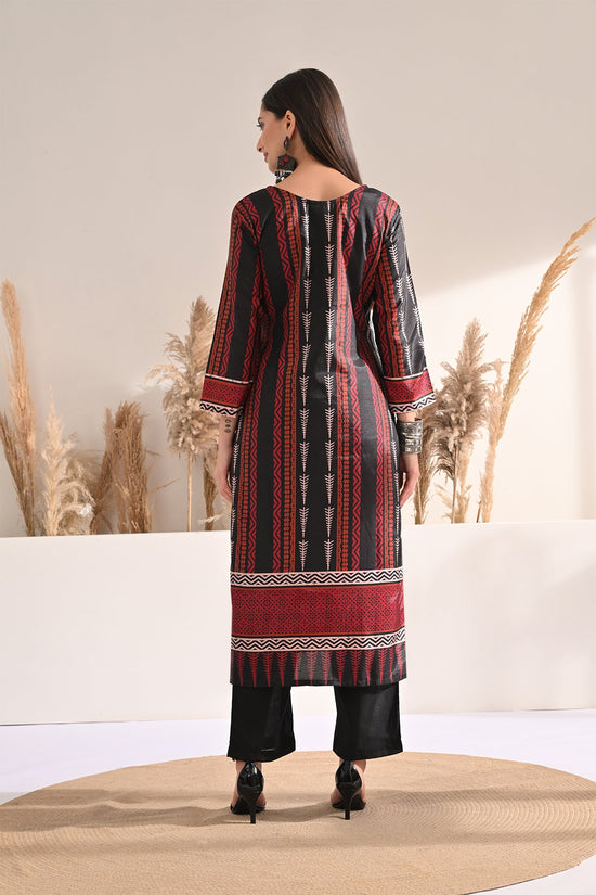 Black Printed Kurta 3 Pcs Set
