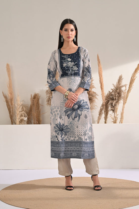 Cream Floral Printed Kurta 3 Pcs Set