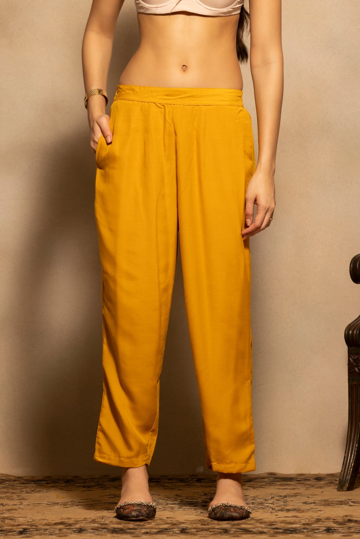 Mustard Printed Kurta 3 Pcs Set
