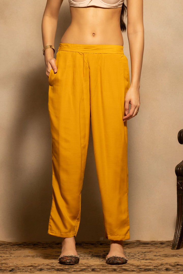 Mustard Printed Kurta 3 Pcs Set