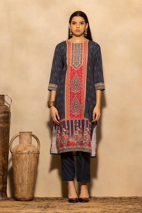 Teal Printed Kurta 3 Pcs Set