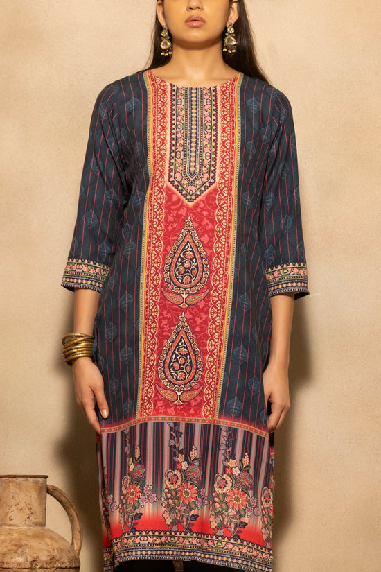 Teal Printed Kurta 3 Pcs Set
