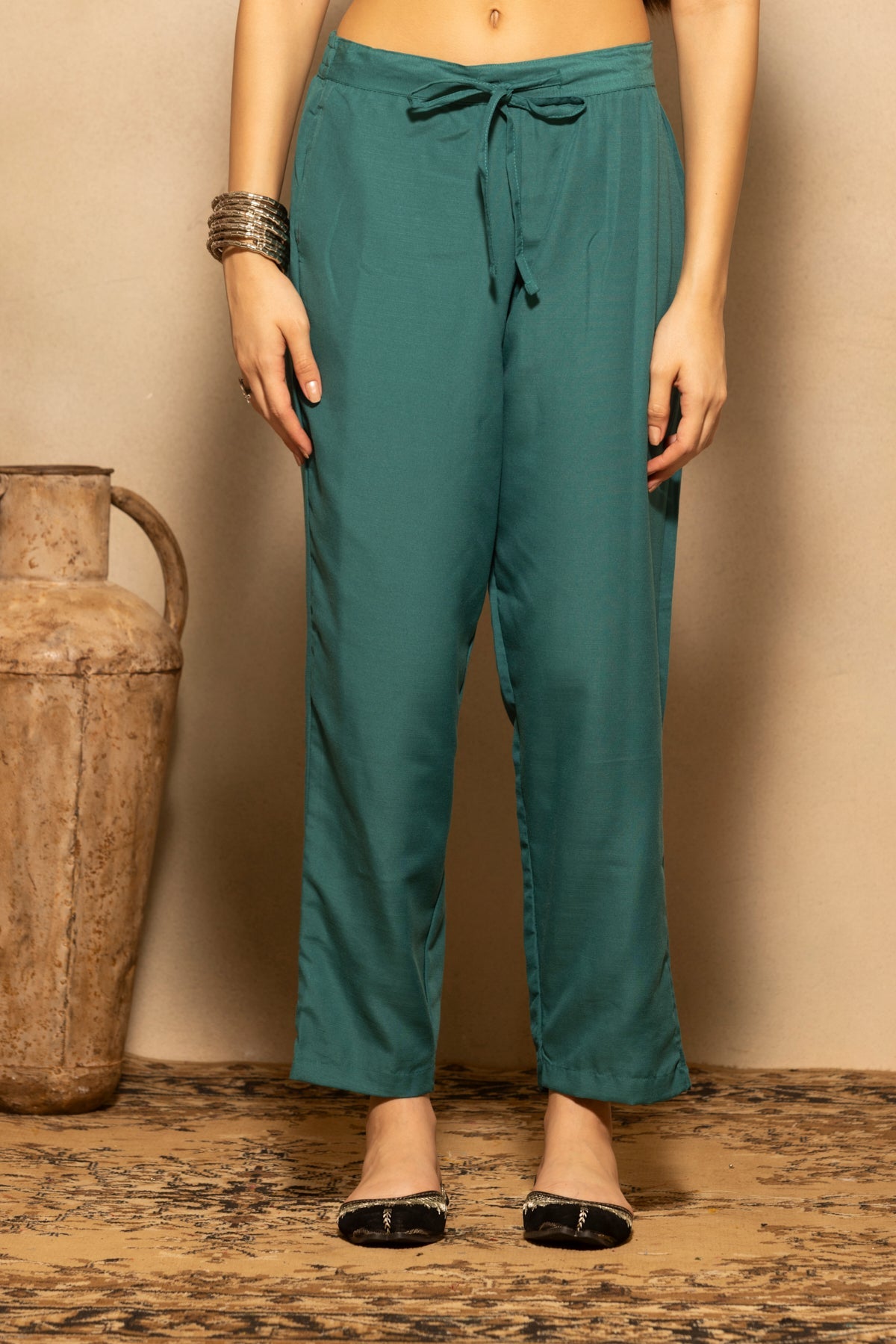 Teal Printed Kurta 3 Pcs Set
