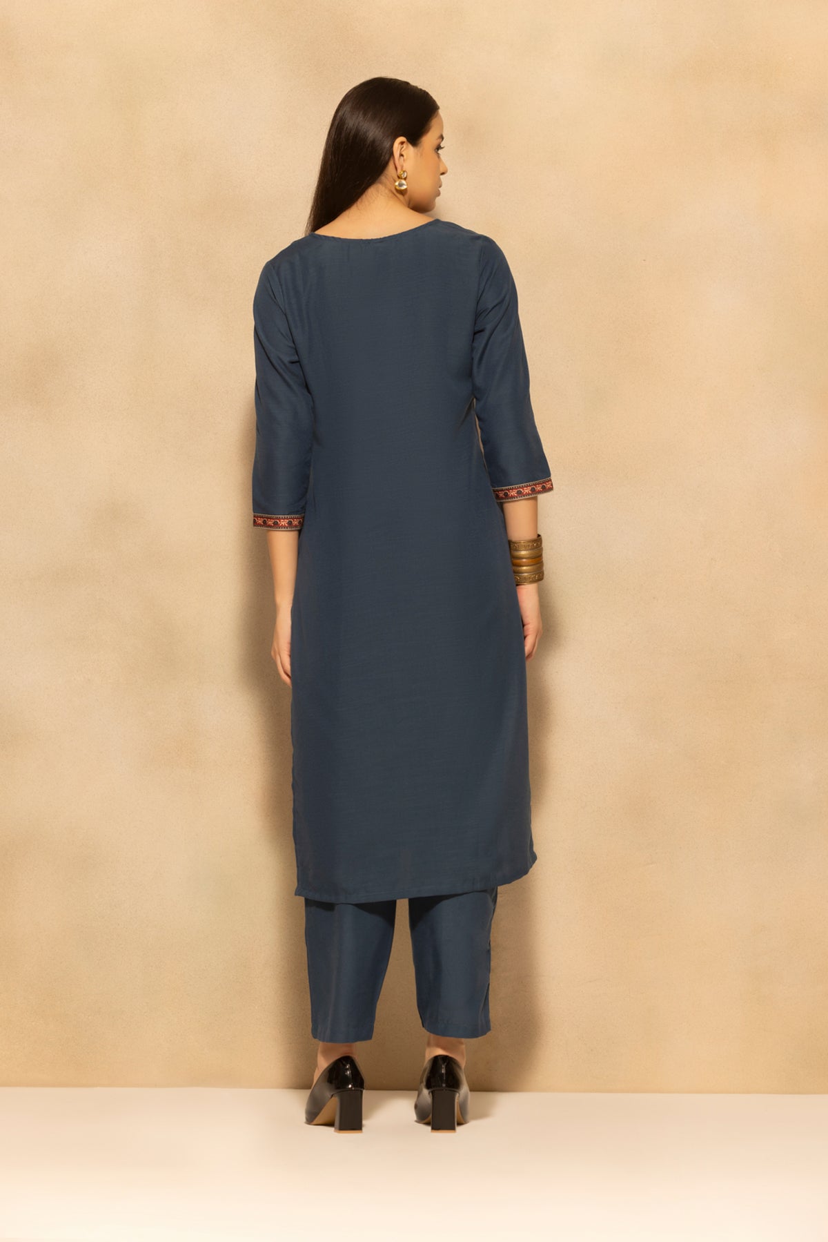 Blue Printed Kurta 3 Pcs Set