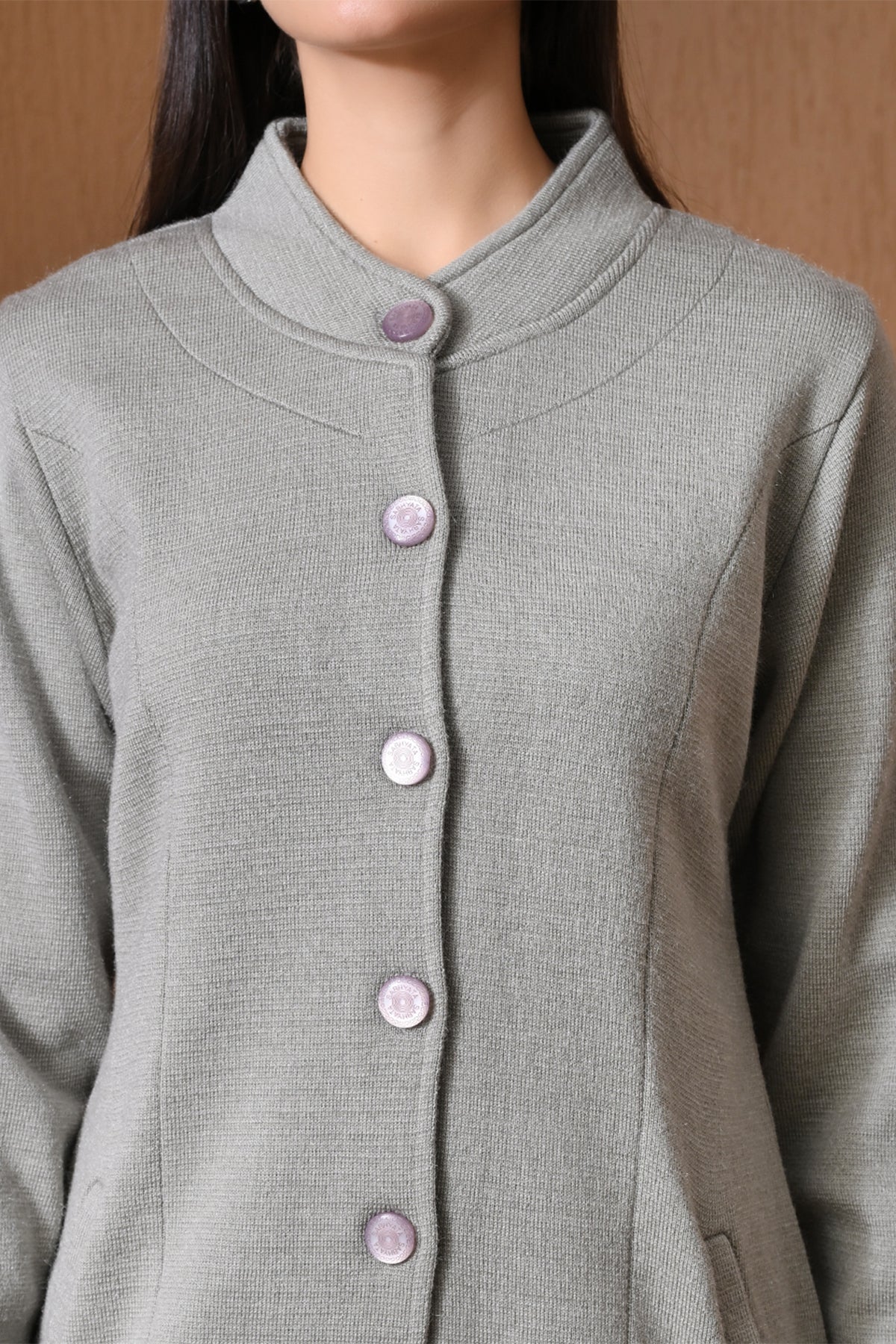 Winter Light Grey Mock-Neck Longline Coat