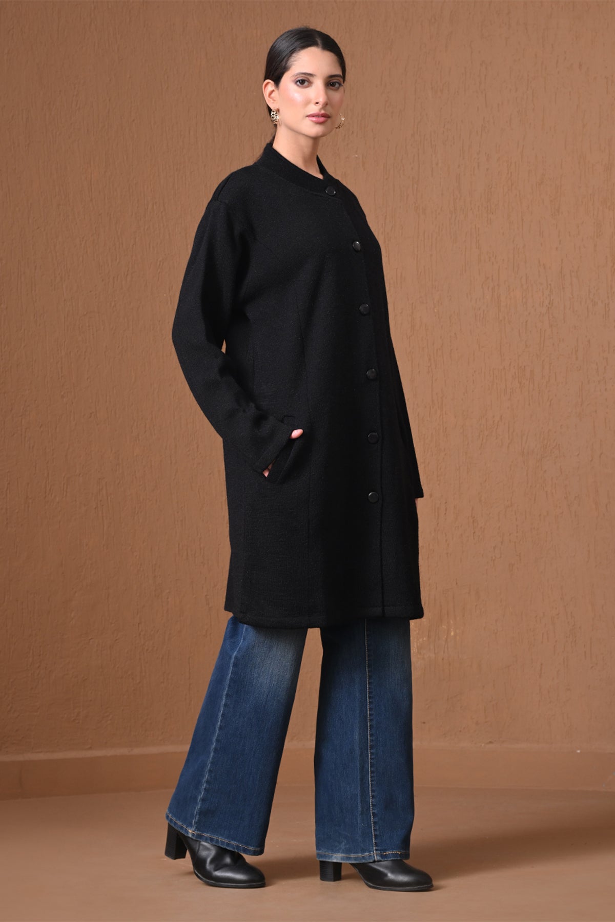 Winter Black Longline Statement Coat