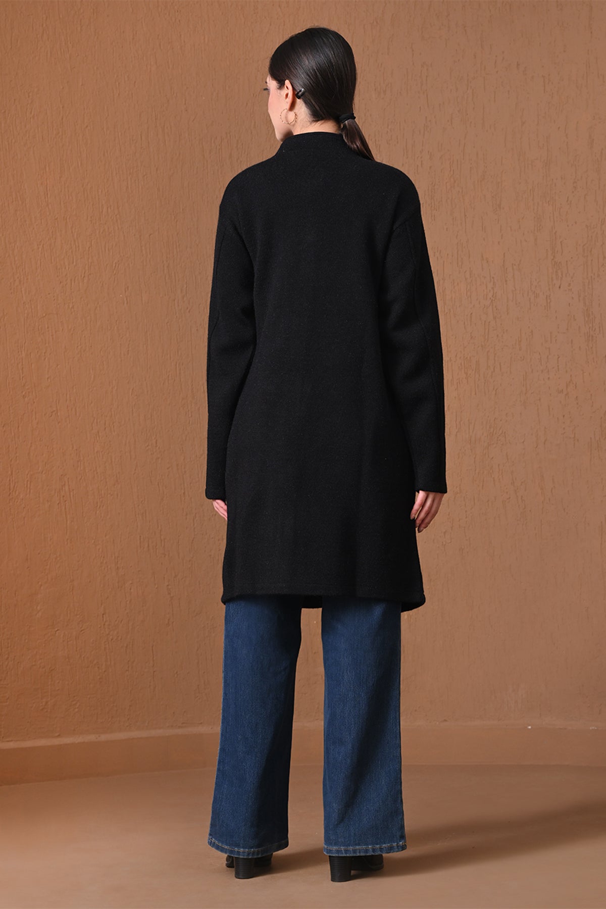 Winter Black Longline Statement Coat