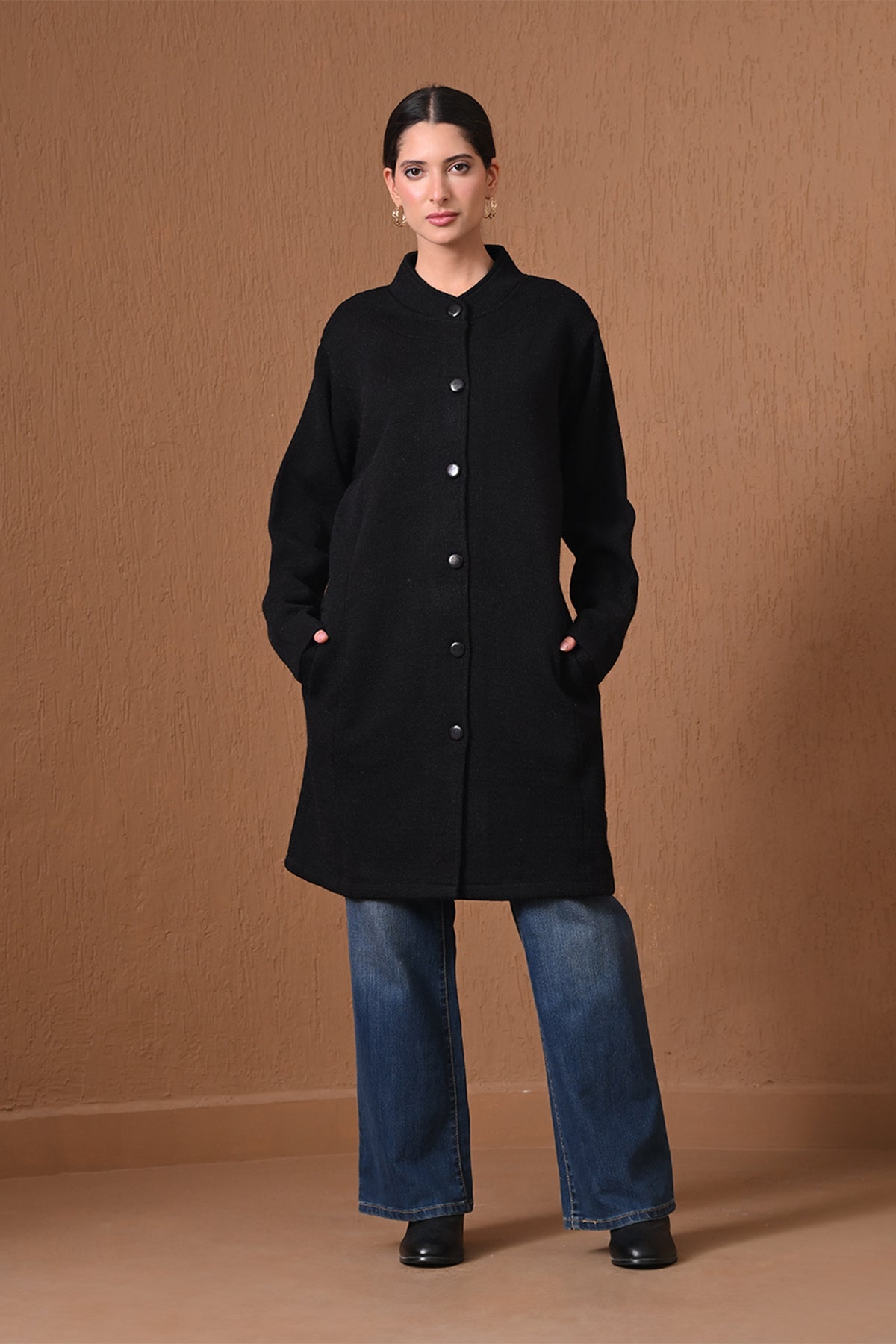Winter Black Longline Statement Coat