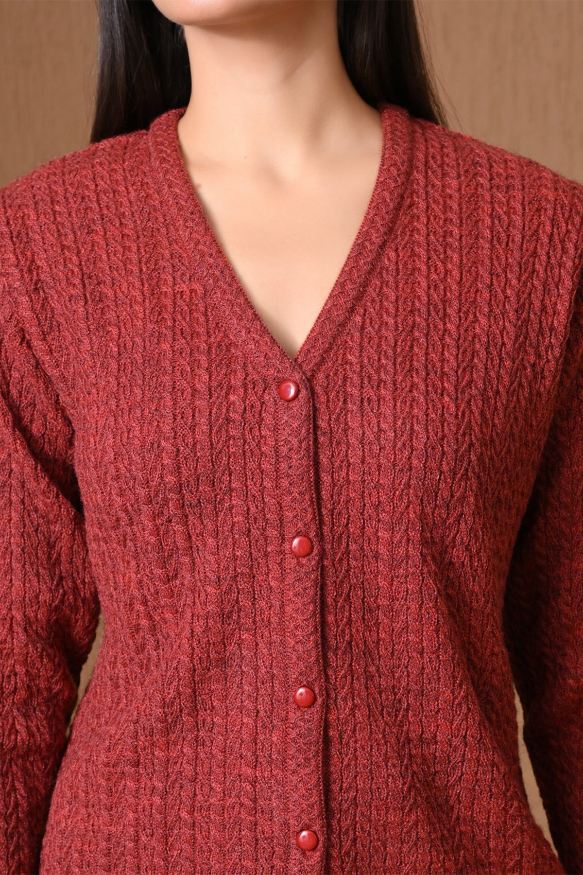 Winter Rustic Orange Cable Knit Cardigan