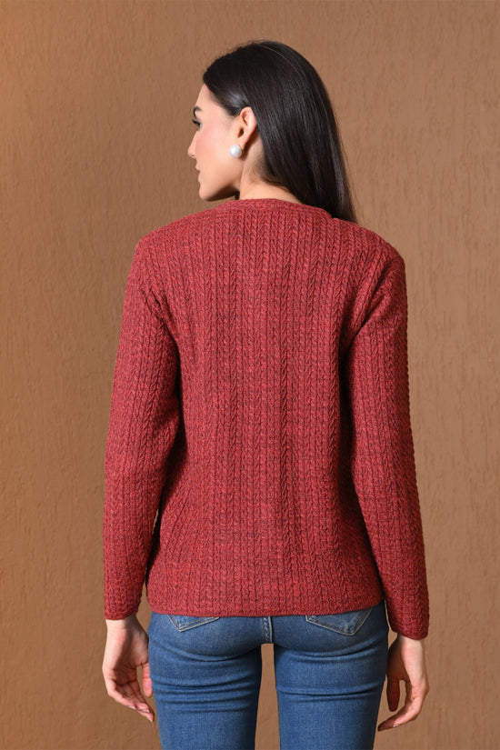 Winter Rustic Orange Cable Knit Cardigan