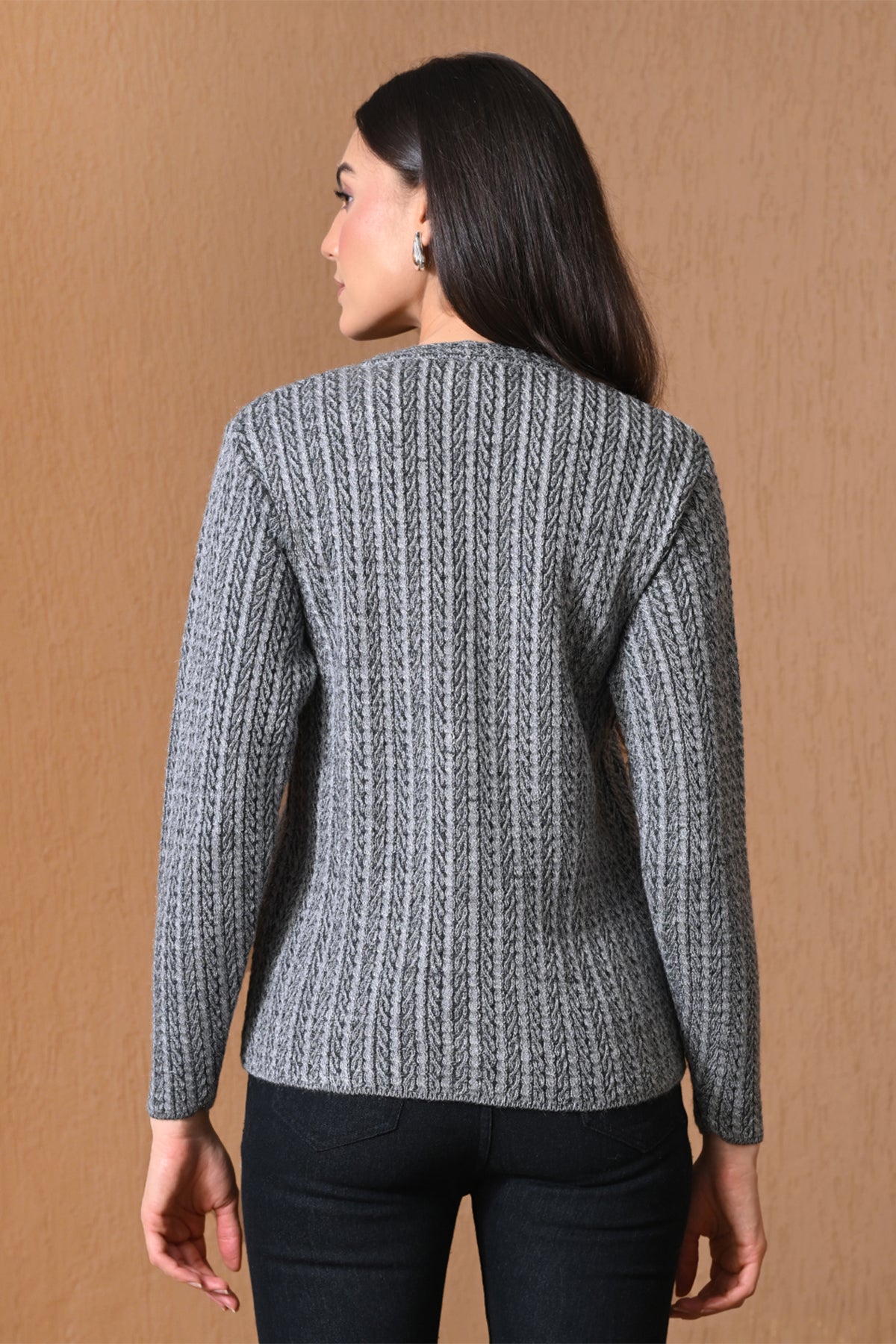 Winter Grey Cable Knitted Cardigan