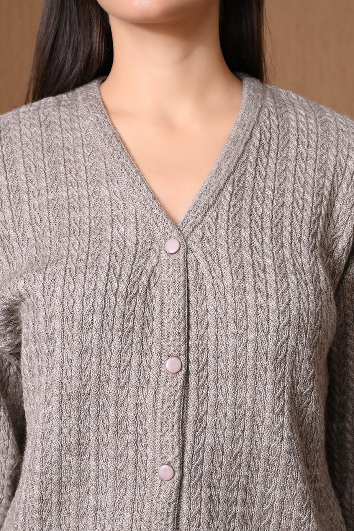 Winter Fawn Cable Knitted Cardigan