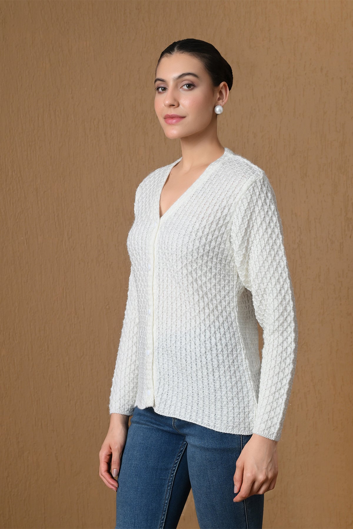 Winter Classic White Knitted Cardigan