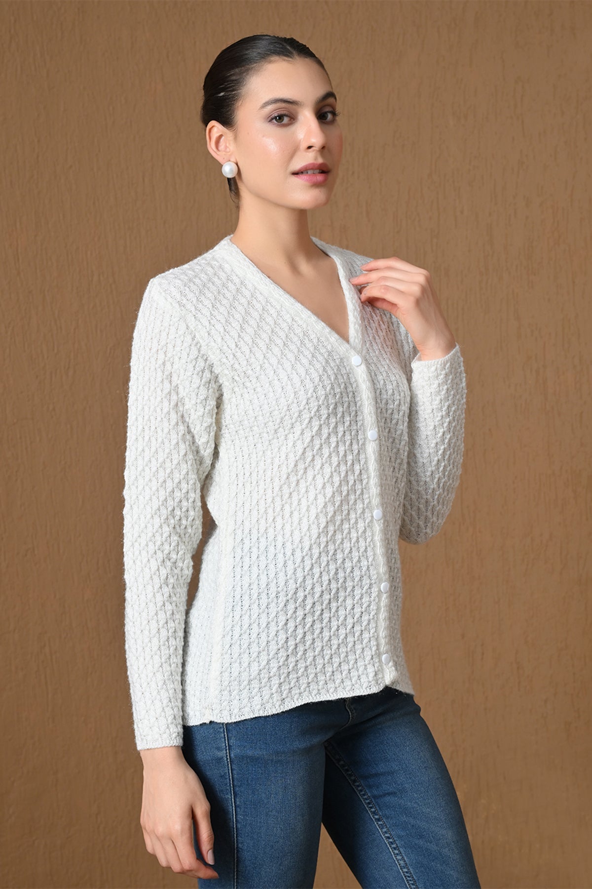 Winter Classic White Knitted Cardigan