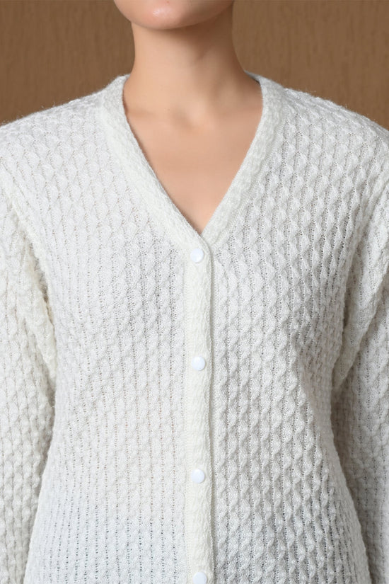 Winter Classic White Knitted Cardigan