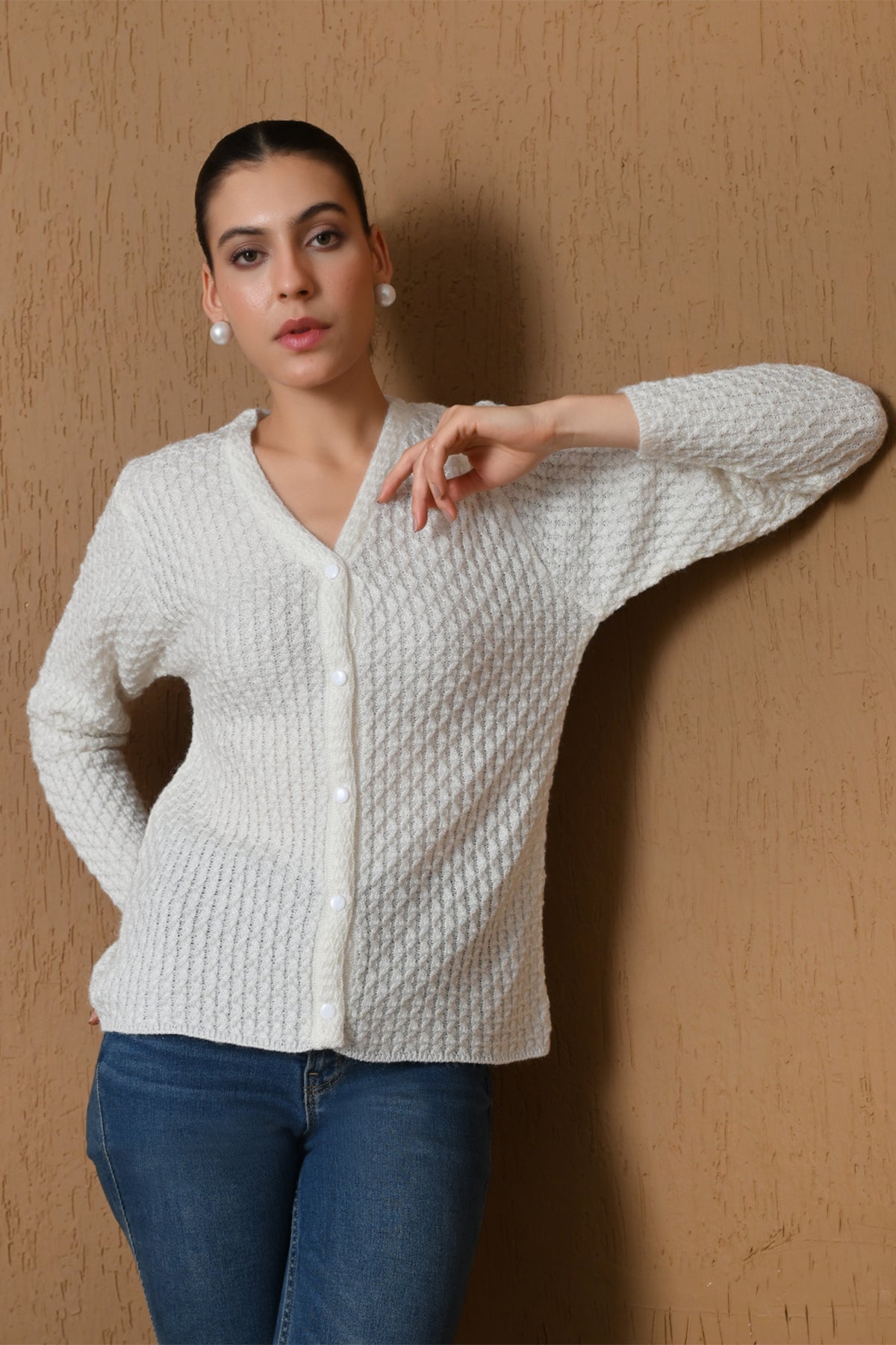 Winter Classic White Knitted Cardigan