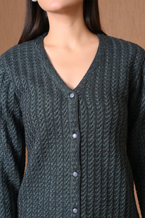 Winter Dark Grey Chevron Knitted Cardigan