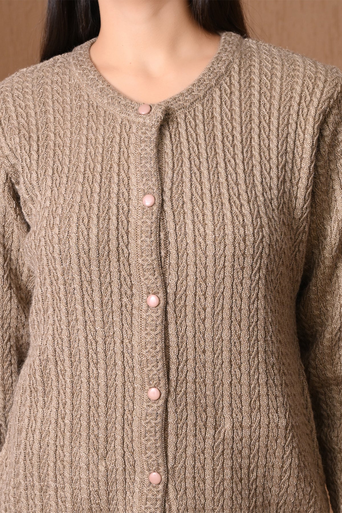 Winter Beige Cable Knitted Cardigan