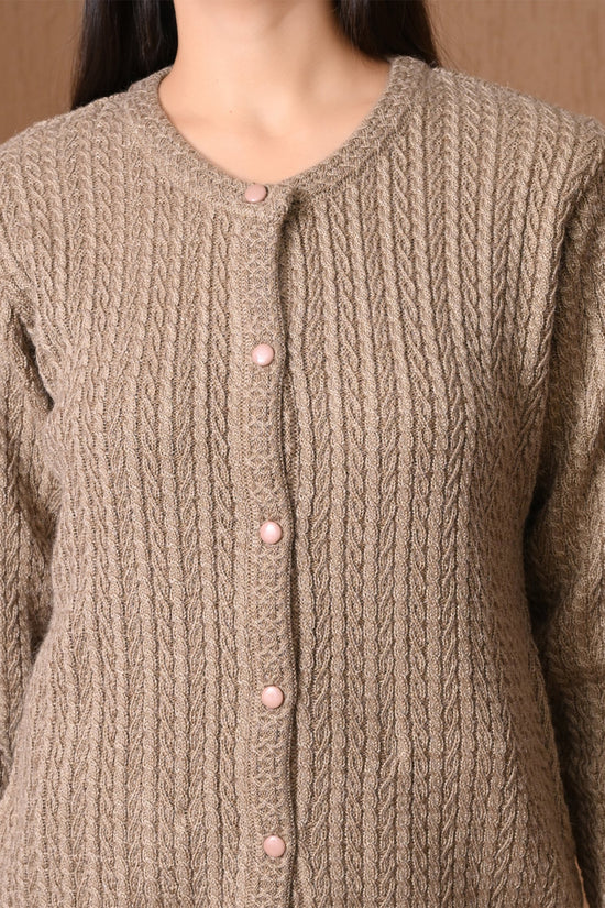 Winter Beige Cable Knitted Cardigan