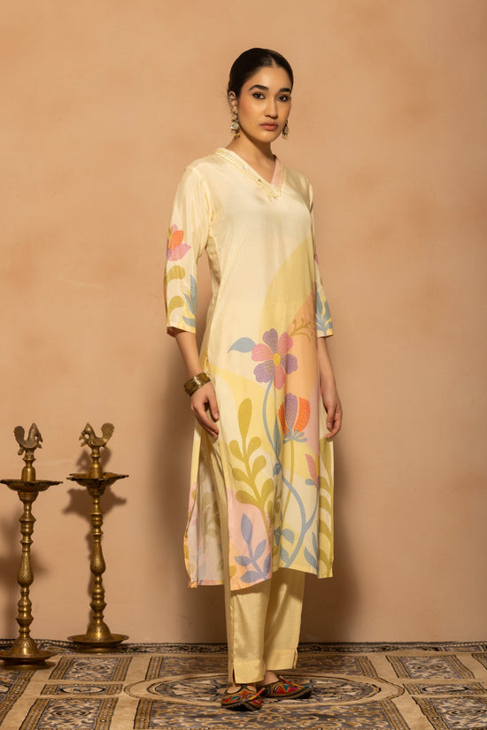 Yellow Floral Printed Kurta 3 Pcs Set